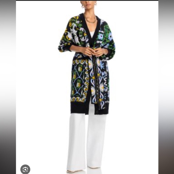 Farm Rio Winter Garden Knit Midi Cardigan